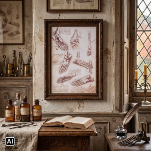Menselijke anatomie voetbeenderen door Leonardo da Poster