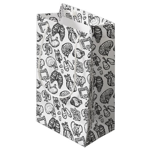 Menselijke Anatomie Weird Science Bio Skull Hallow Klein Cadeauzakje (Voorkant Gekanteld)