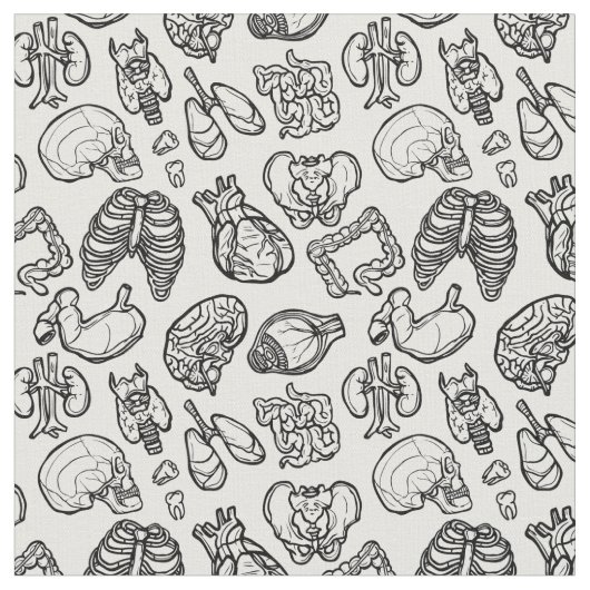 Menselijke Anatomie Weird Science Bio Skull Hallow Stof (Close Up)