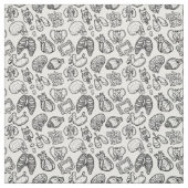 Menselijke Anatomie Weird Science Bio Skull Hallow Stof (Swatch)