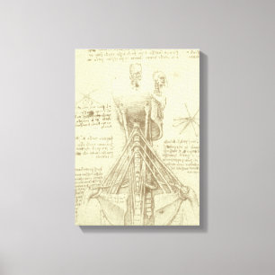 Menselijke anatomie wervelkolom door Leonardo da V Canvas Afdruk