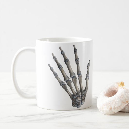  menselijke anatomie wetenschap, skelethanden koffiemok (Met donut)
