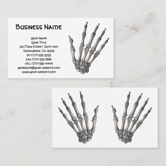  menselijke anatomie wetenschap, skelethanden visitekaartje (Voorkant / Achterkant)