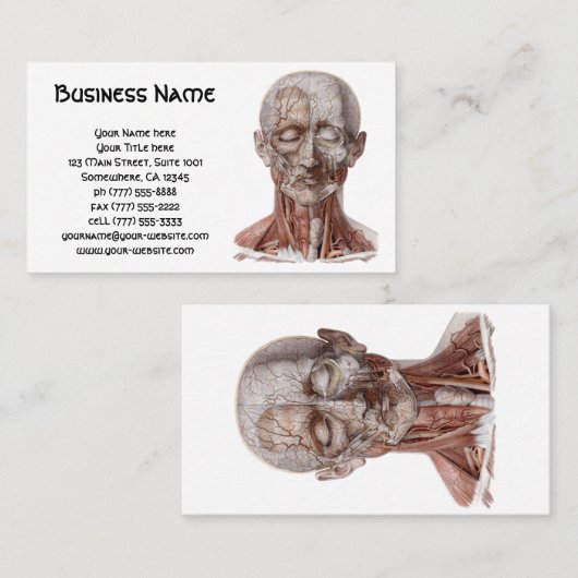 menselijke anatomiewetenschap, hoofd Throat Nose Visitekaartje (Voorkant / Achterkant)