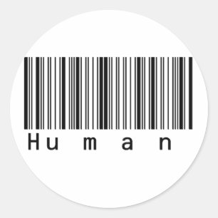 Menselijke barcode scant echt! ronde sticker