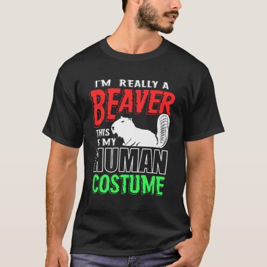 Menselijke Bever Kostuum T-shirt (Voorkant)