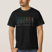 Menselijke evolutie, menselijke technologie, robot t-shirt (Voorkant)