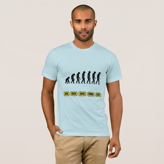 Menselijke evolutie silhouetten t-shirt (Voorkant volledig)