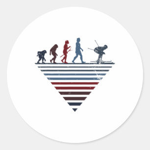 Menselijke evolutie - Speler Vintage Skiën Ronde Sticker