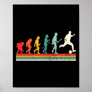 Menselijke evolutie voetbal sport vintage foo poster