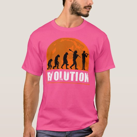 Menselijke fluitevolutie Funny Flute Evolution T-shirt (Voorkant)