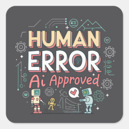 Menselijke Fout AI Goedgekeurde Robot Kunst Vierkante Sticker