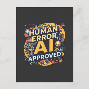 Menselijke Fout AI Goedgekeurde Tech Illustratie Briefkaart