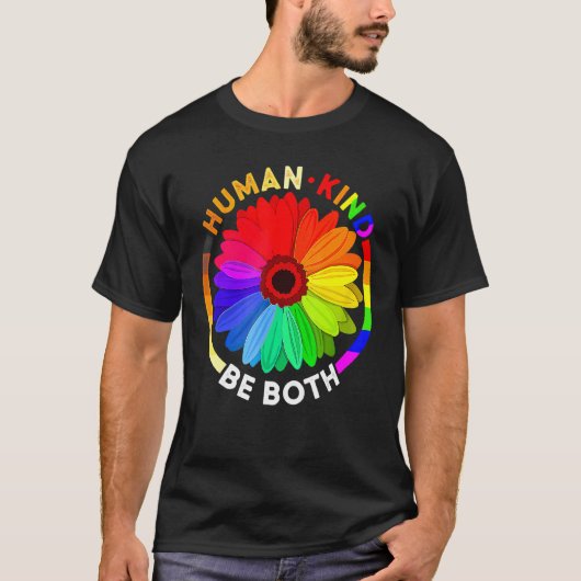 Menselijke geest zijn beide Daisy Rainbow Lgbt All T-shirt (Voorkant)