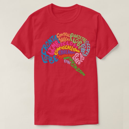 Menselijke hersenanatomie met behulp van Typografi T-shirt (Design voorkant)
