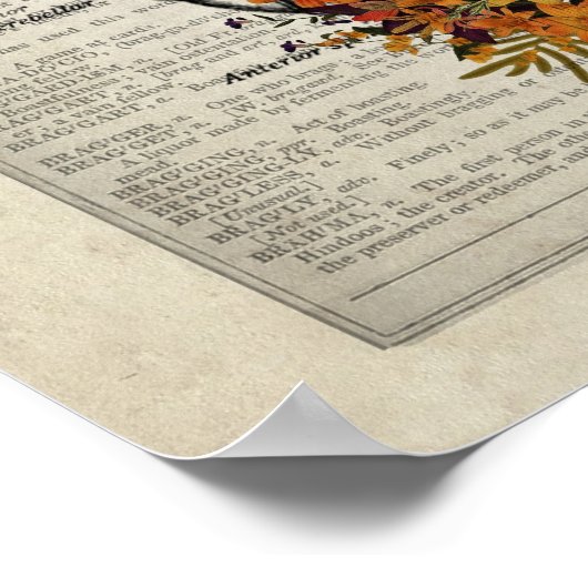 Menselijke Hersenanatomie met Bloemen Vlinders Poster (Hoek)