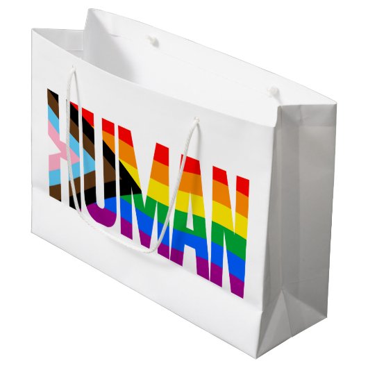 Menselijke Inclusiviteit Pride Vlag Groot Cadeauzakje (Voorkant Gekanteld)