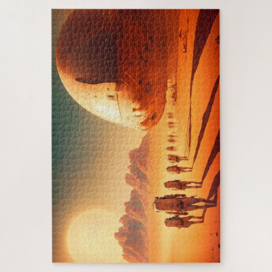 Menselijke kolonisatoren Ruimteschip op Mars Sci-F Legpuzzel (Verticaal)