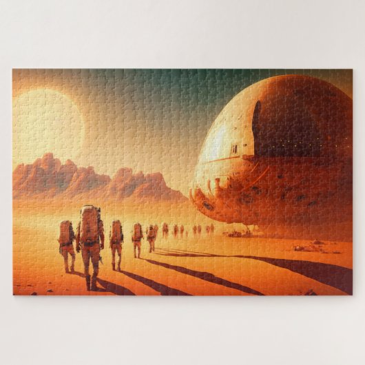 Menselijke kolonisten ruimteschip op Mars Sciencef Legpuzzel (Horizontaal)