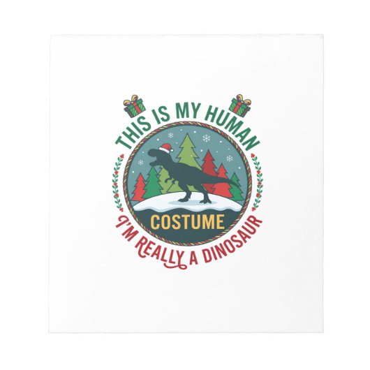 Menselijke Kostuum Dinosaurus Kerstmis Sinterklaas Notitieblok (Voorkant)