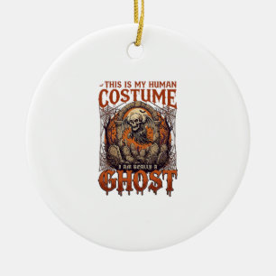 Menselijke Kostuum Geest Skelet Kerkhof Maan Hallo Keramisch Ornament