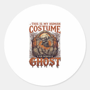 Menselijke Kostuum Geest Skelet Kerkhof Maan Hallo Ronde Sticker