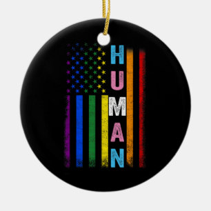 Menselijke LGBT Amerikaanse Vlag LGBTQ Regenboog P Keramisch Ornament