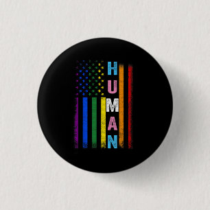 Menselijke LGBT Amerikaanse Vlag LGBTQ Regenboog P Ronde Button 3,2 Cm