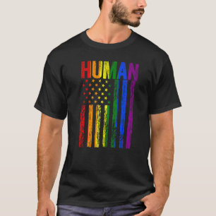 Menselijke LGBT Vlag Gay Pride Maand VS Vlag Regen T-shirt