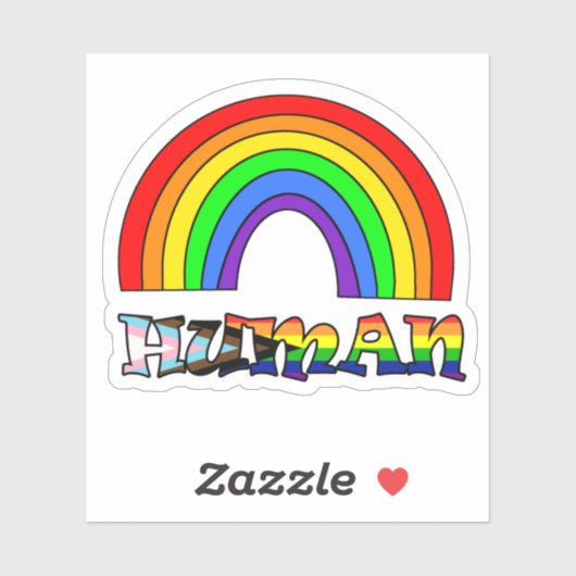 Menselijke LGBTQ+ trots of steun regenboog Sticker (Vel)