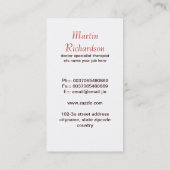 menselijke lichaamsdelen medische visitekaartjes (Achterkant)