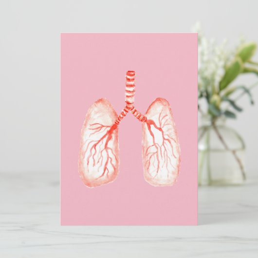 Menselijke longen in de waterverf bedankkaart (Staand voorkant)