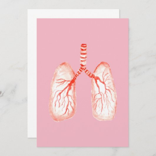 Menselijke longen in de waterverf bedankkaart (Voorkant / Achterkant)