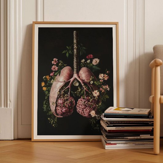 Menselijke Longen Schilderij Longen Print Oud Bloe