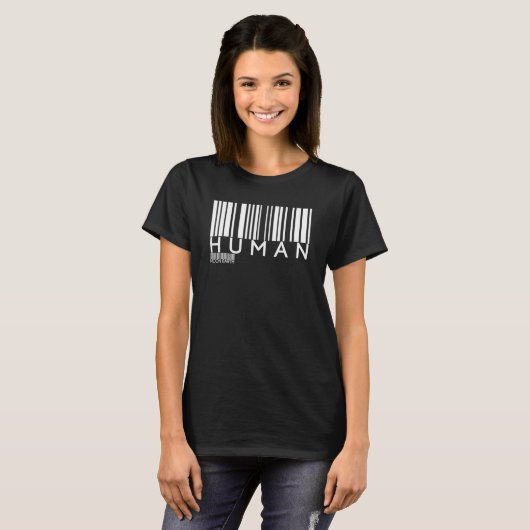 Menselijke Maan Aarde Bar Code Alien UFO Space Pla T-shirt (Voorkant volledig)
