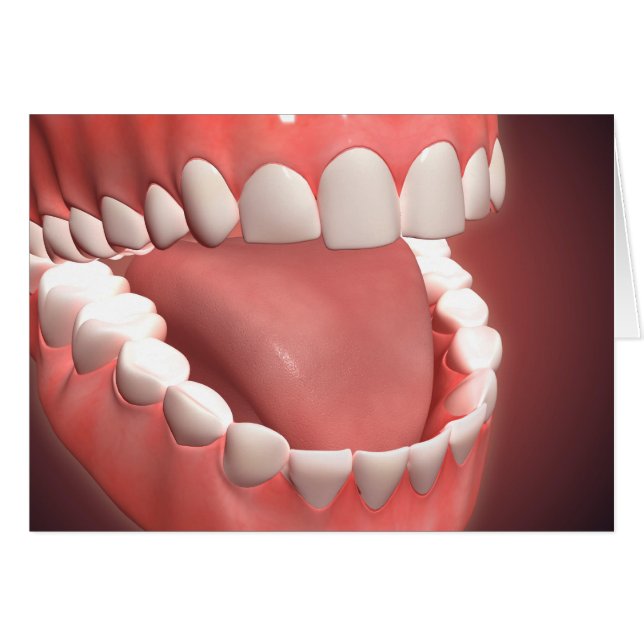 Menselijke mond open, met schitterende tanden, tan (Voorkant Horizontaal)