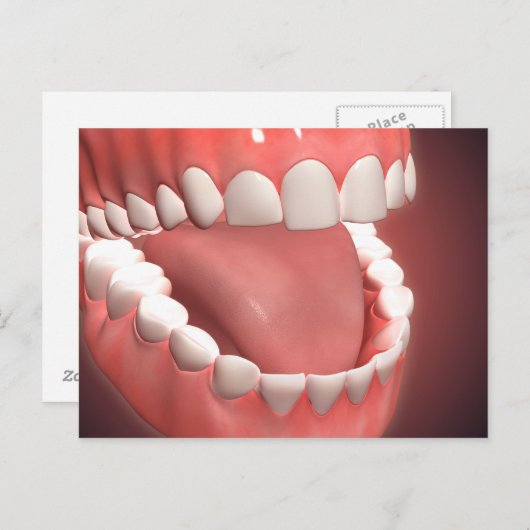 Menselijke mond open, met schitterende tanden, tan briefkaart (Voorkant / Achterkant)