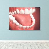 Menselijke mond open, met schitterende tanden, tan canvas afdruk (Insitu (Houten vloer))