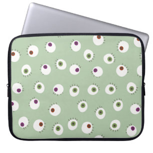 Menselijke ogen Halloween naadloze handgetekende c Laptop Sleeve