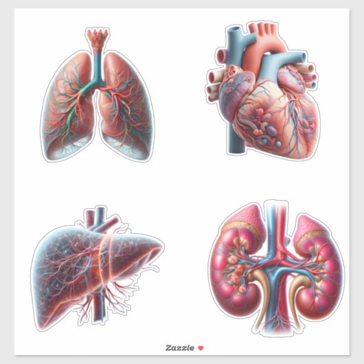 Menselijke organen 4 pak Stickers (Vel)