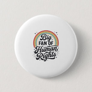 Menselijke Rechten Retro Regenboog Vector T-Shirt  Ronde Button 5,7 Cm