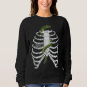 Menselijke ribkooi Cartoon met groene slangenhallo Trui (Voorkant)