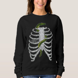 Menselijke ribkooi Cartoon met groene slangenhallo Trui