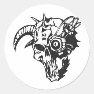 Menselijke schedel 161 ronde sticker