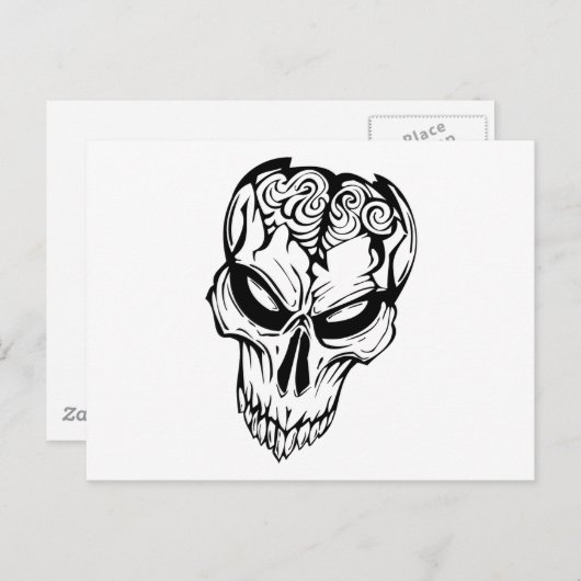 Menselijke schedel briefkaart (Voorkant / Achterkant)