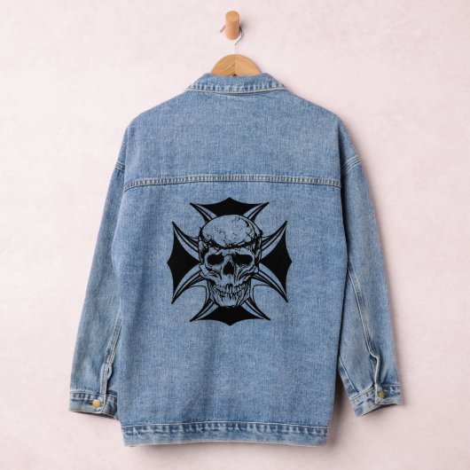 Menselijke schedel doorn kruin cross art denim jacket (Hangar)