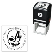Menselijke schedel en Tribal Tattoo Pirate Return Zelfinktende Stempel (In situ)