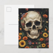 Menselijke schedel in bloemen briefkaart (Voorkant / Achterkant)