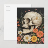 Menselijke schedel in bloemen briefkaart (Voorkant / Achterkant)