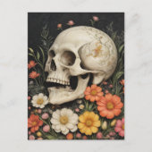Menselijke schedel in bloemen briefkaart (Voorkant)